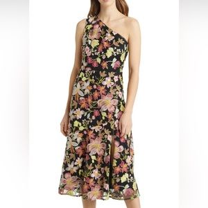 Sam Edelman Sephia Embroidered Floral One-Shoulder Dress size 12